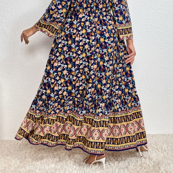 Melo Apparel Plus Size Bohemian Round Neck Maxi Dress - Picture 8 of 8